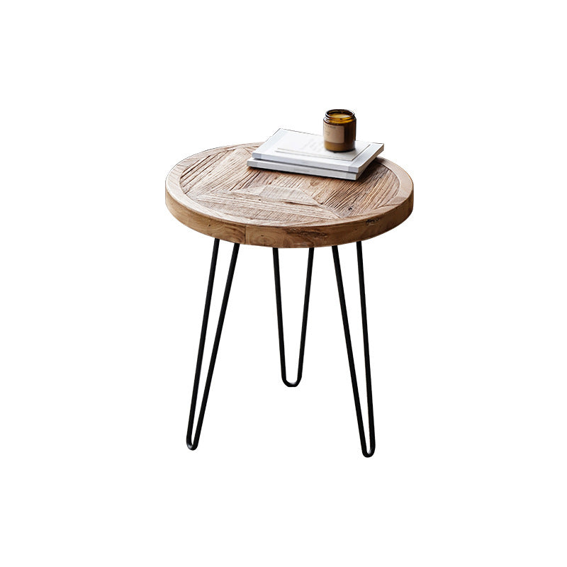 Nordic Style Cocktail Table Brown Elm Wood Top Metal Base Round/square Coffee Table