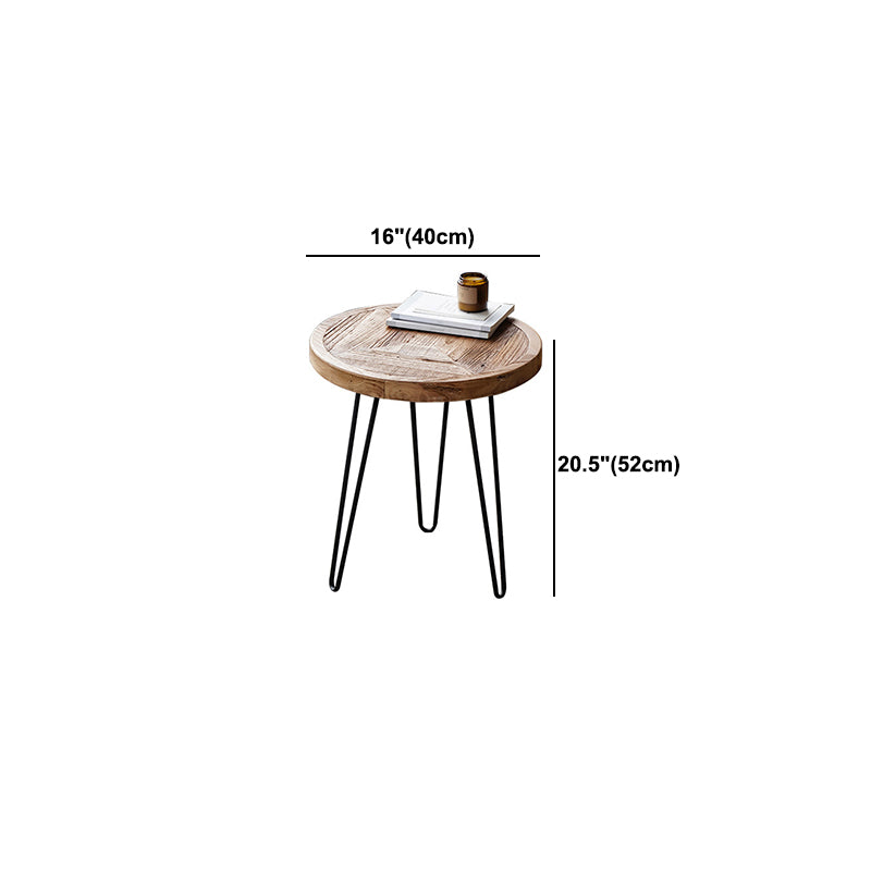 Nordic Style Cocktail Table Brown Elm Wood Top Metal Base Round/square Coffee Table