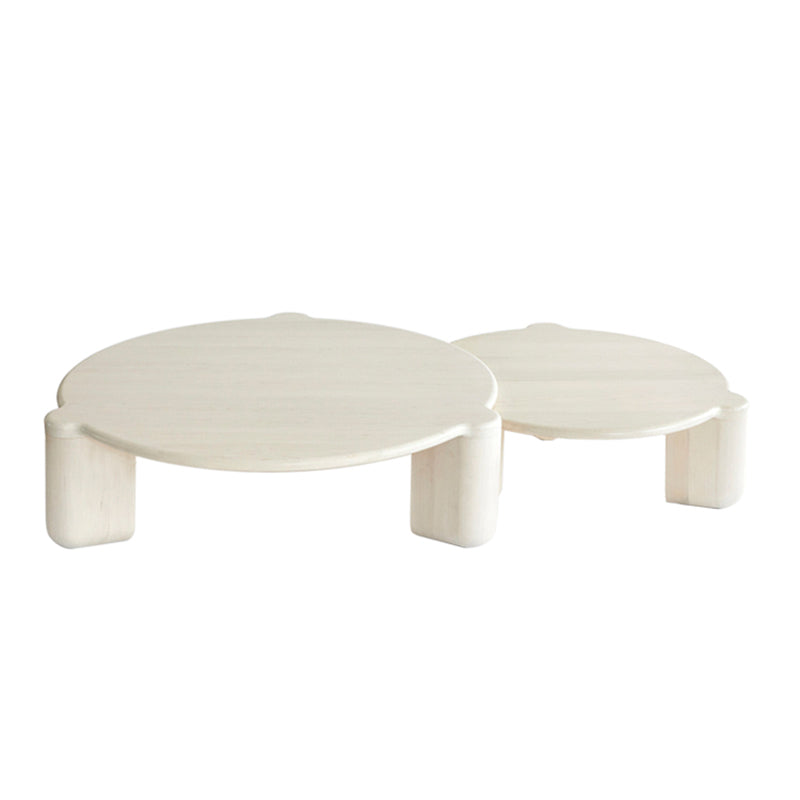 White Goose/black Oak Round Coffee Table with 3 legs Base Cocktail Table