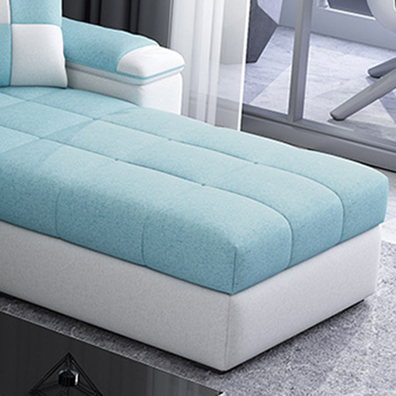 Contemporary Faux Leather/Fabric Sofa with Bolster Pillows for Living Room