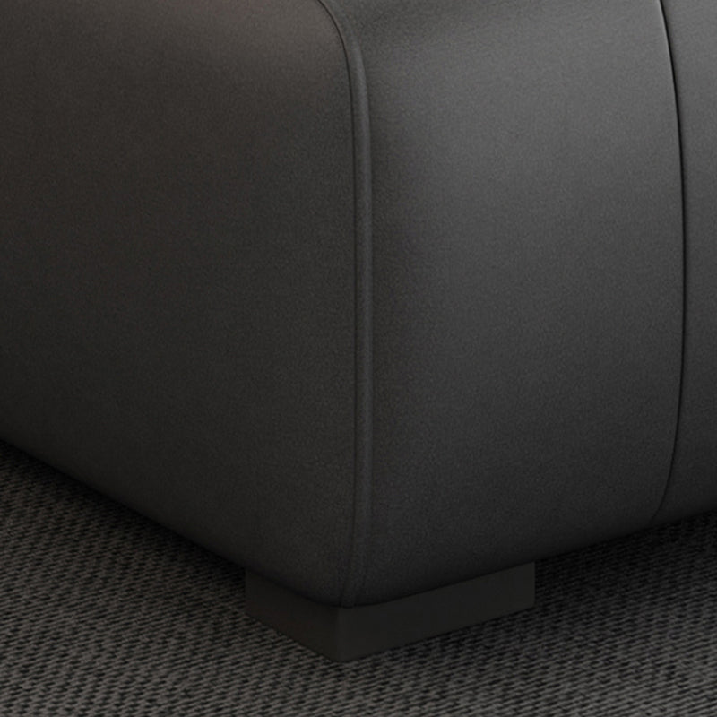 Square Arm Dark Gray Removable Cushions Modern Faux Leather Sofa