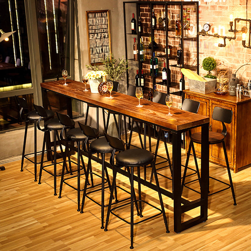 Rectangle Counter Wine Table Footrest Wood Industrial Cocktail Bar Table for Coffee Shop
