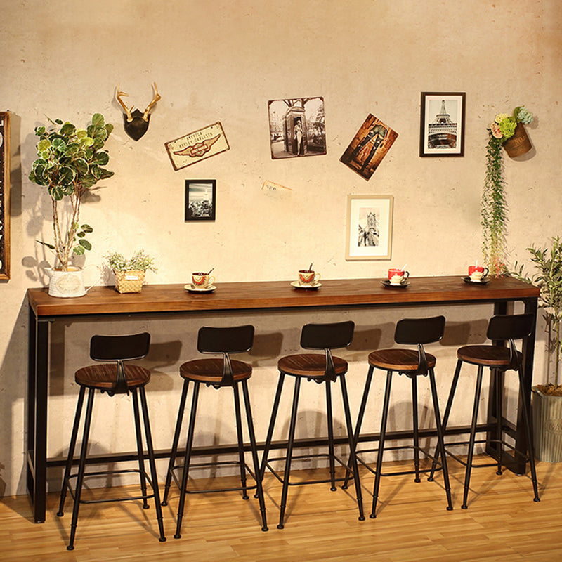 Rectangle Counter Wine Table Footrest Wood Industrial Cocktail Bar Table for Coffee Shop