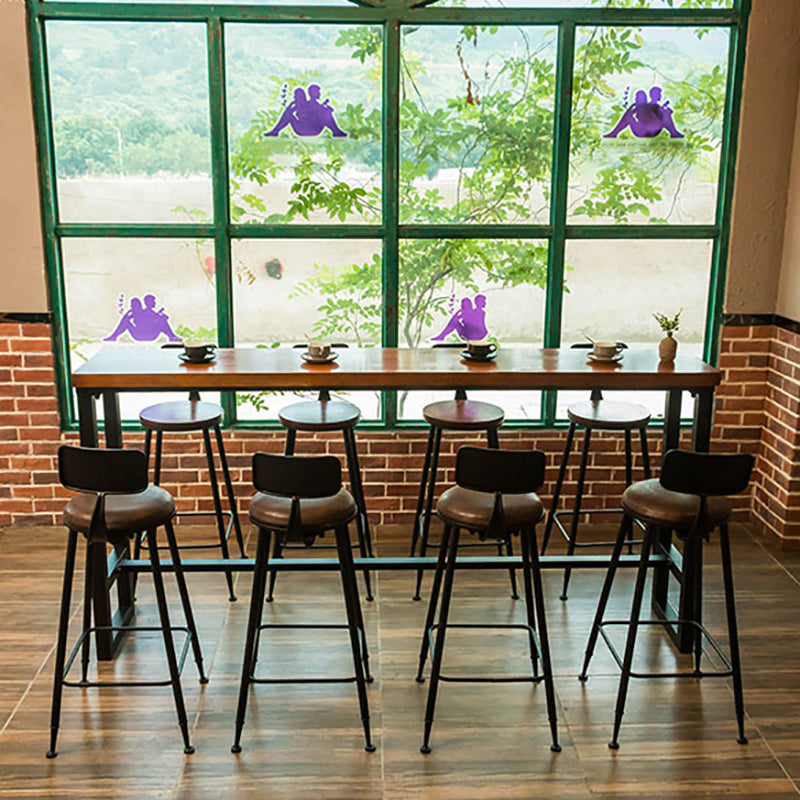 Rectangle Counter Wine Table Footrest Wood Industrial Cocktail Bar Table for Coffee Shop