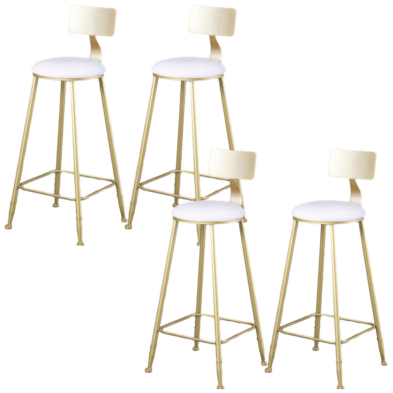 Glam Armless Backrest Counter Stool Iron Kitchen Bar Stool with Leather Cushion and Pedal
