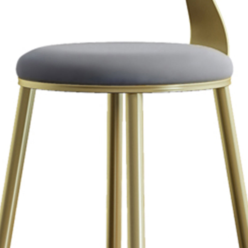 Glam Armless Backrest Counter Stool Iron Kitchen Bar Stool with Leather Cushion and Pedal