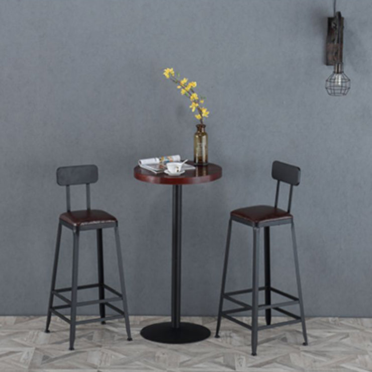 Industrial Armless Counter Stool Iron Cafe Bar Stool with Leather Cushion
