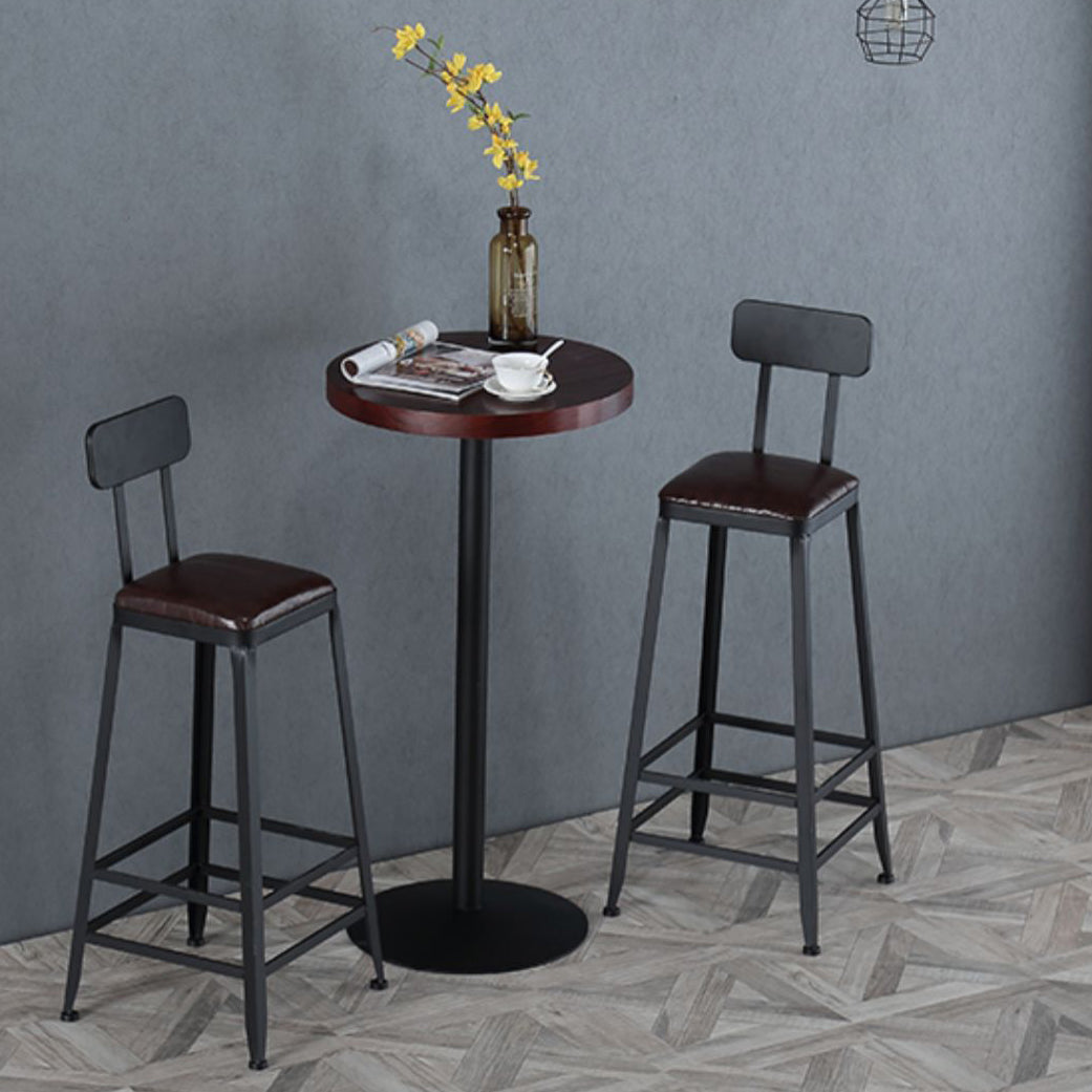 Industrial Armless Counter Stool Iron Cafe Bar Stool with Leather Cushion