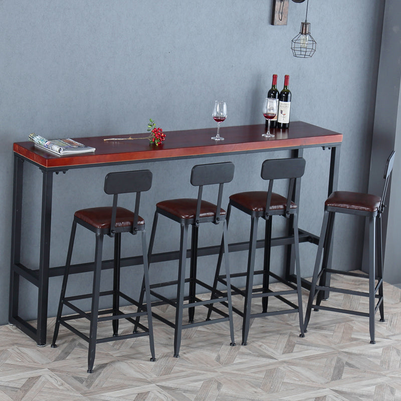 Industrial Armless Counter Stool Iron Cafe Bar Stool with Leather Cushion