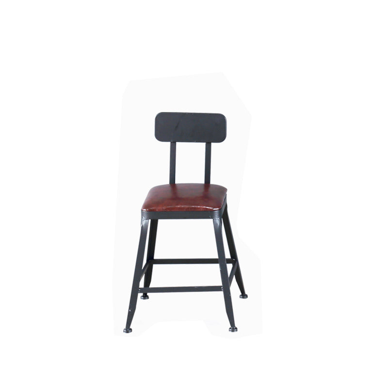 Industrial Armless Counter Stool Iron Cafe Bar Stool with Leather Cushion