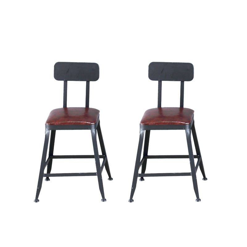 Industrial Armless Counter Stool Iron Cafe Bar Stool with Leather Cushion