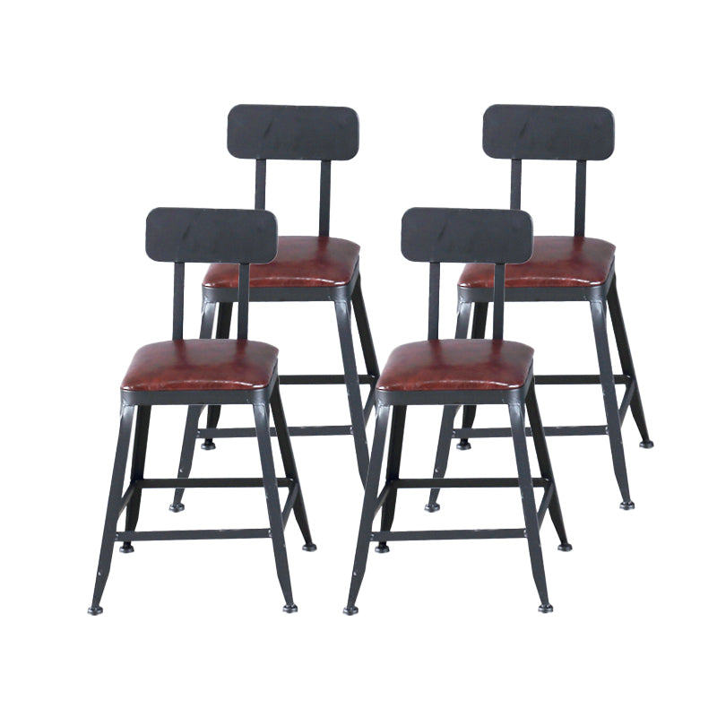Industrial Armless Counter Stool Iron Cafe Bar Stool with Leather Cushion