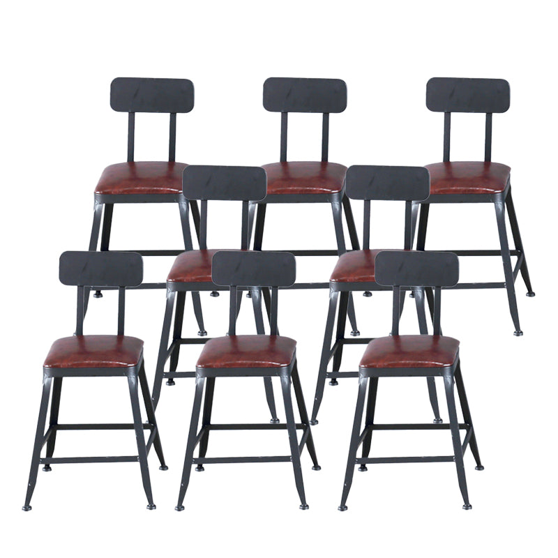 Industrial Armless Counter Stool Iron Cafe Bar Stool with Leather Cushion