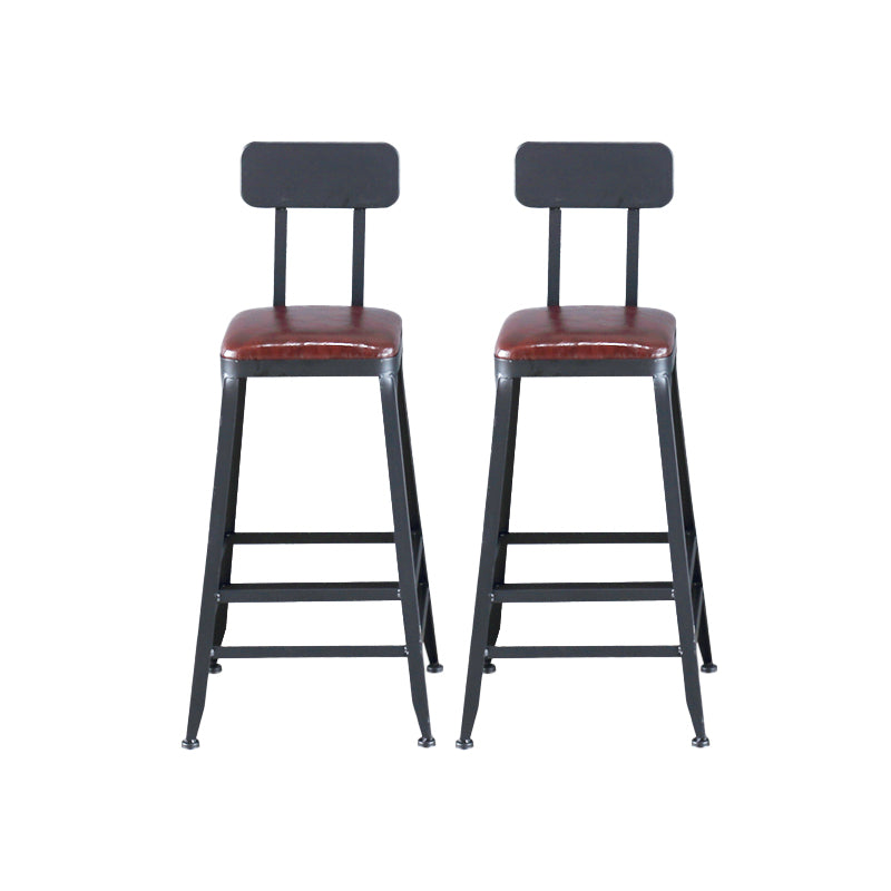 Industrial Armless Counter Stool Iron Cafe Bar Stool with Leather Cushion