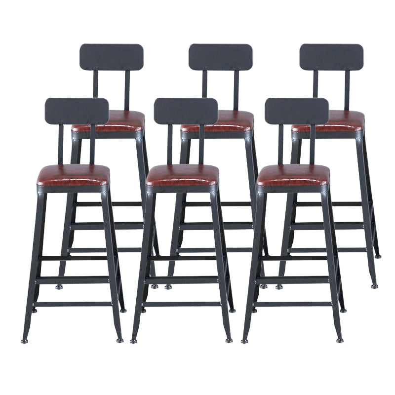Industrial Armless Counter Stool Iron Cafe Bar Stool with Leather Cushion