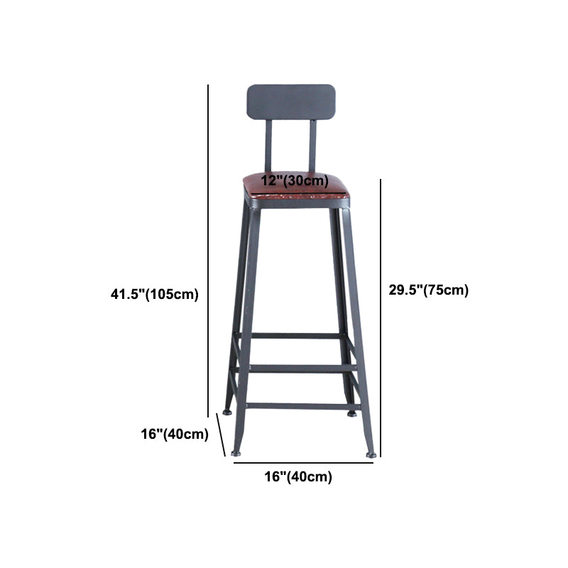Industrial Armless Counter Stool Iron Cafe Bar Stool with Leather Cushion