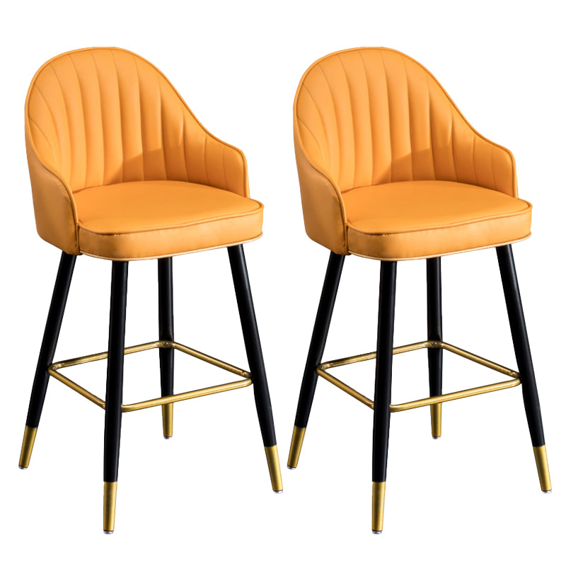 Scandinavian Armed Reception Stool Matte Finish Leather Barstool