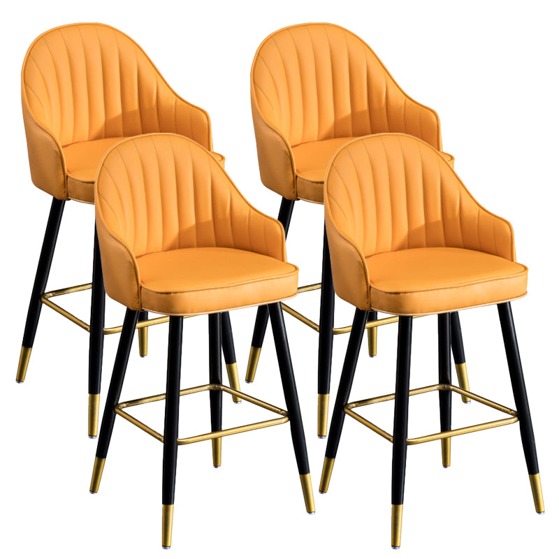 Scandinavian Armed Reception Stool Matte Finish Leather Barstool
