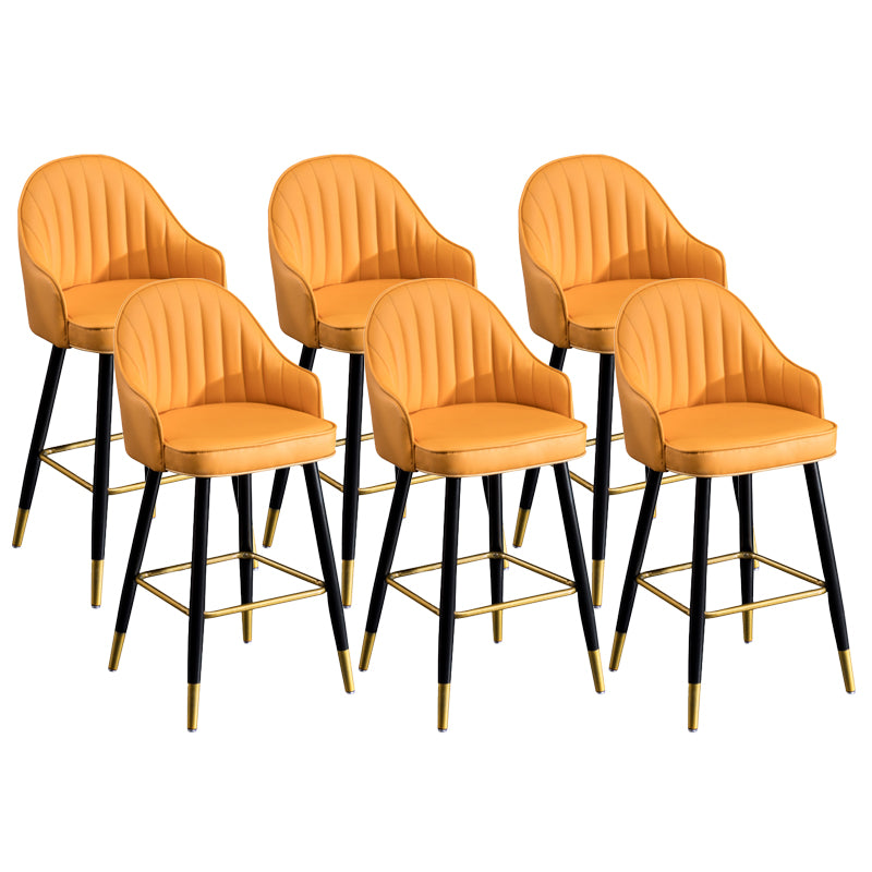 Scandinavian Armed Reception Stool Matte Finish Leather Barstool