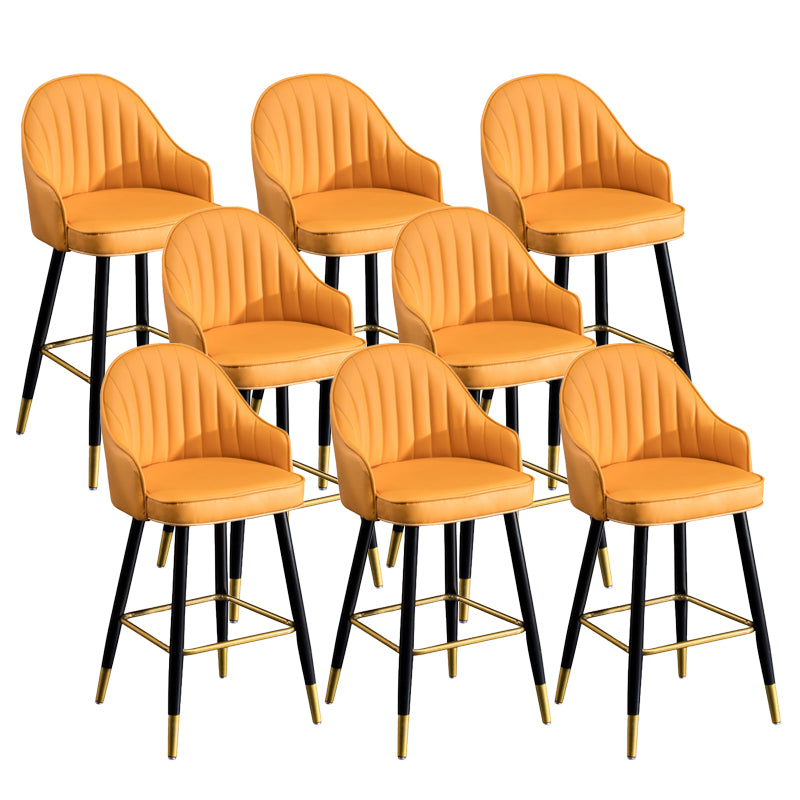 Scandinavian Armed Reception Stool Matte Finish Leather Barstool