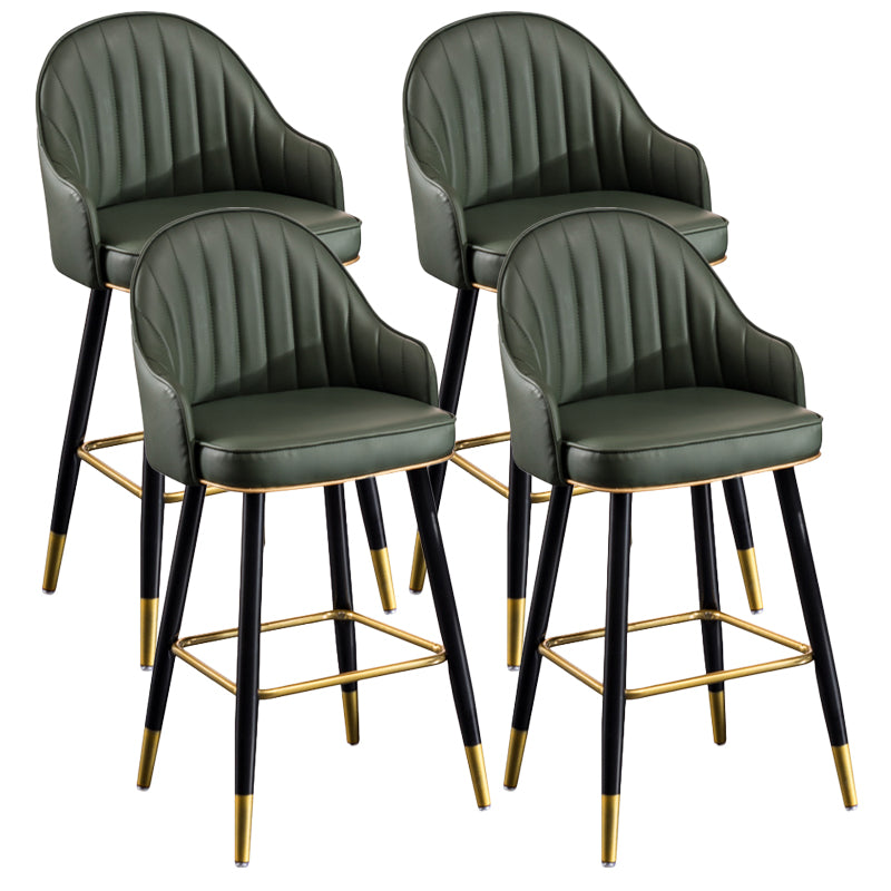 Scandinavian Armed Reception Stool Matte Finish Leather Barstool