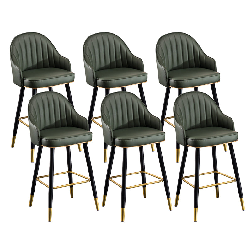 Scandinavian Armed Reception Stool Matte Finish Leather Barstool