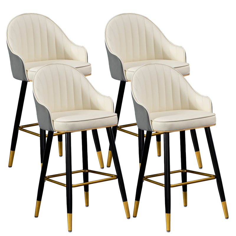 Scandinavian Armed Reception Stool Matte Finish Leather Barstool