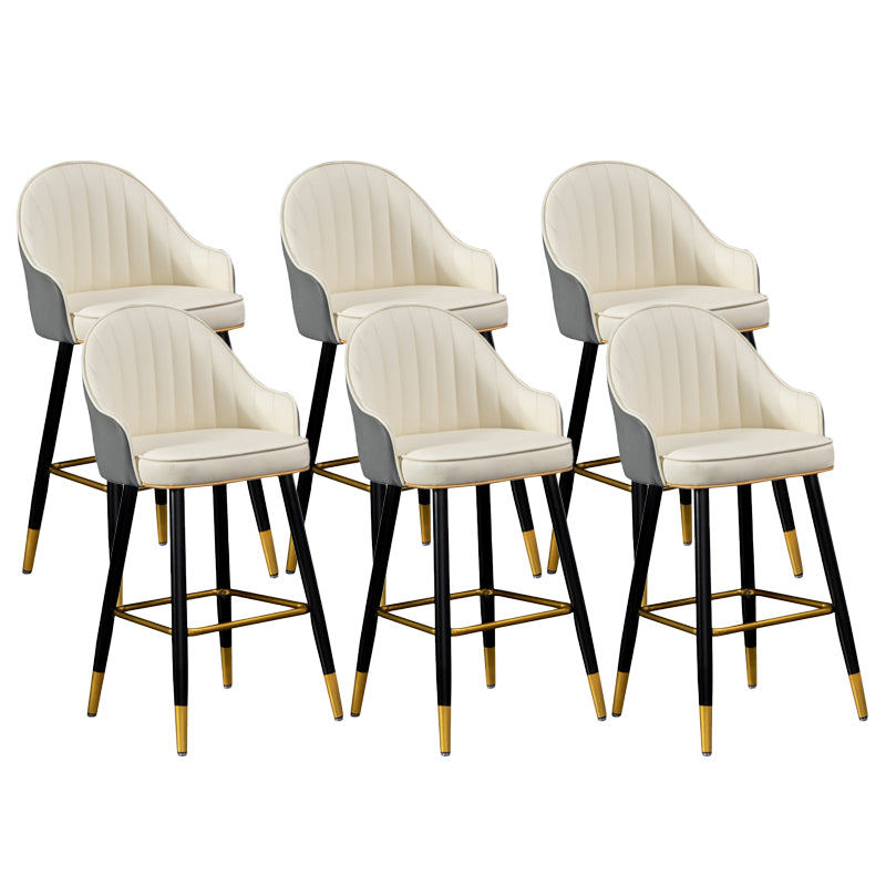 Scandinavian Armed Reception Stool Matte Finish Leather Barstool