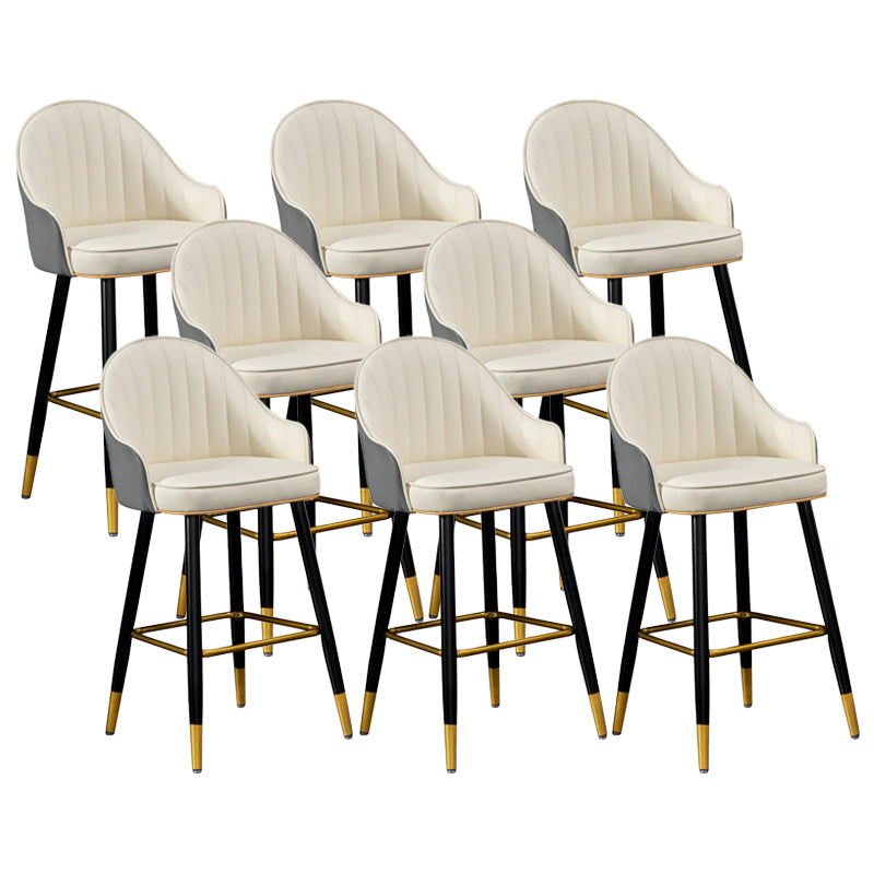 Scandinavian Armed Reception Stool Matte Finish Leather Barstool