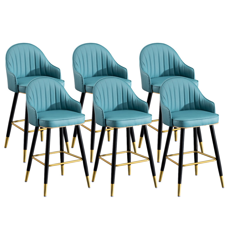 Scandinavian Armed Reception Stool Matte Finish Leather Barstool