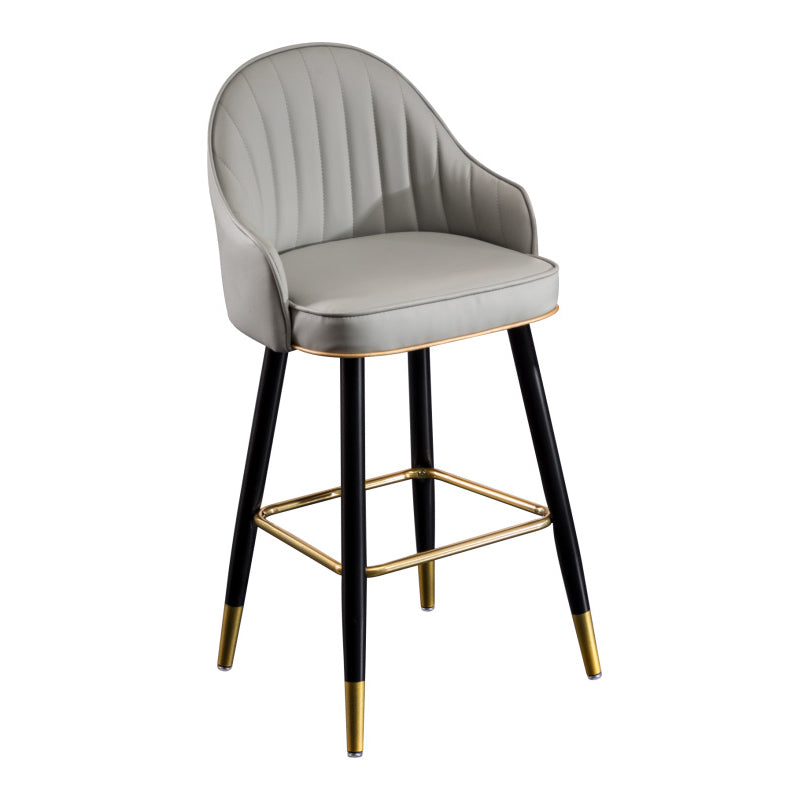 Scandinavian Armed Reception Stool Matte Finish Leather Barstool
