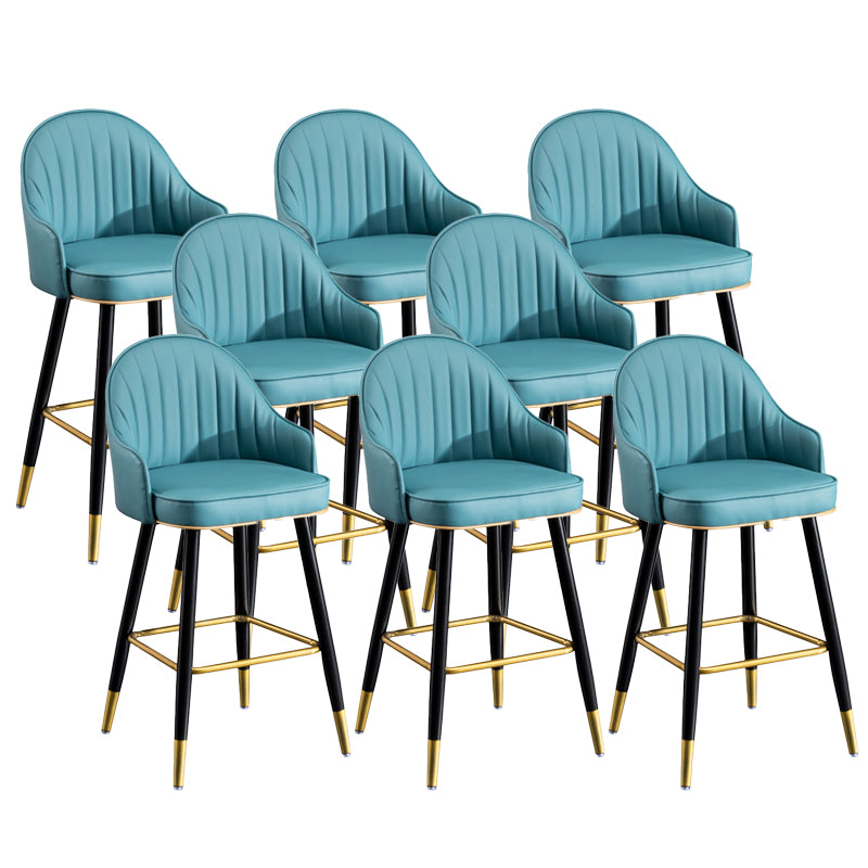 Scandinavian Armed Reception Stool Matte Finish Leather Barstool