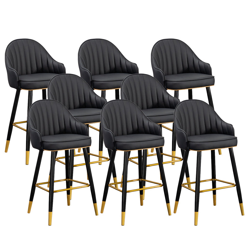 Scandinavian Armed Reception Stool Matte Finish Leather Barstool