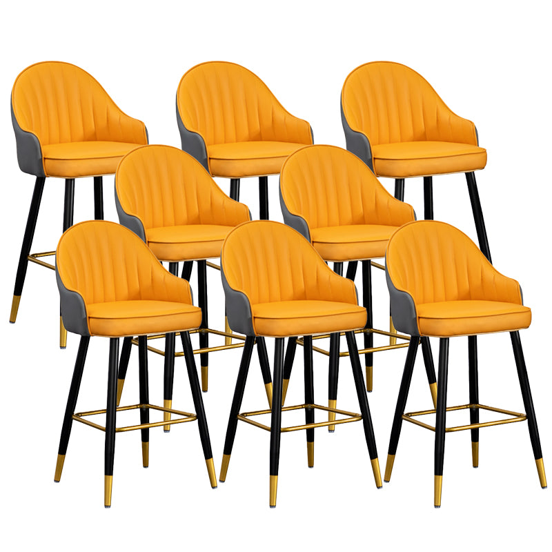 Scandinavian Armed Reception Stool Matte Finish Leather Barstool