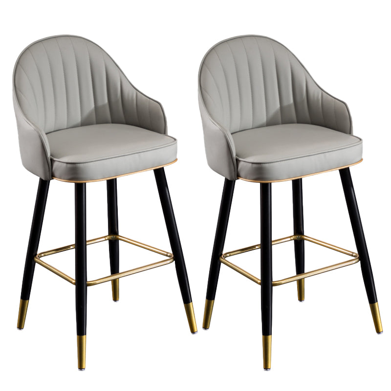 Scandinavian Armed Reception Stool Matte Finish Leather Barstool
