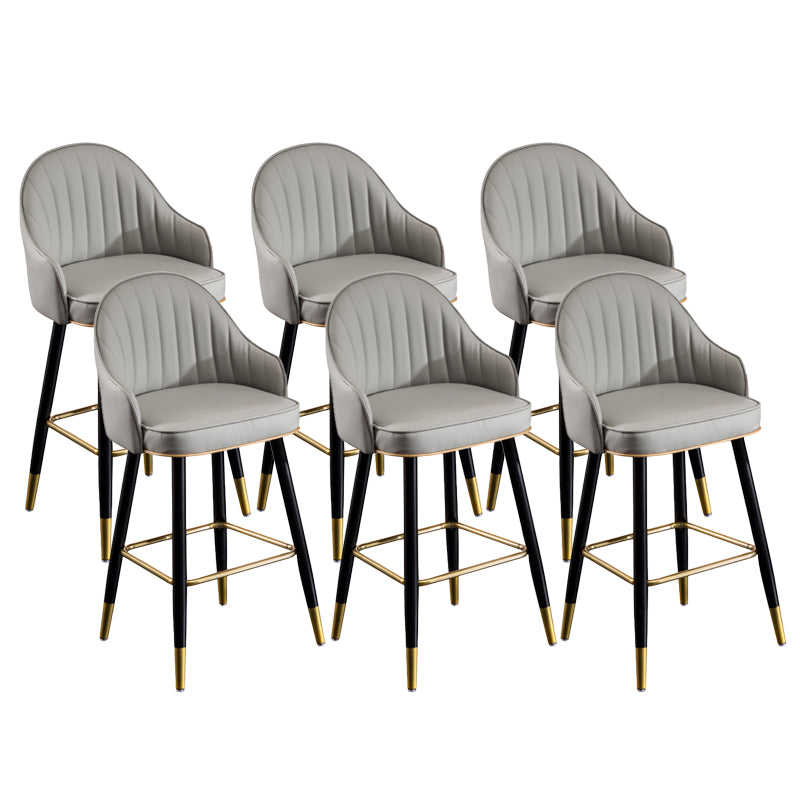 Scandinavian Armed Reception Stool Matte Finish Leather Barstool