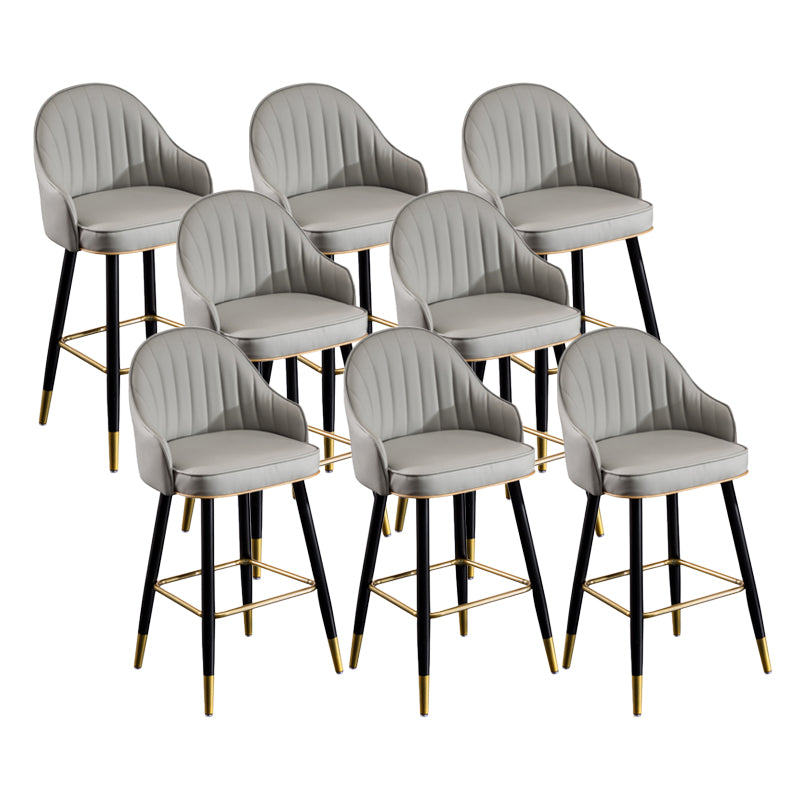 Scandinavian Armed Reception Stool Matte Finish Leather Barstool