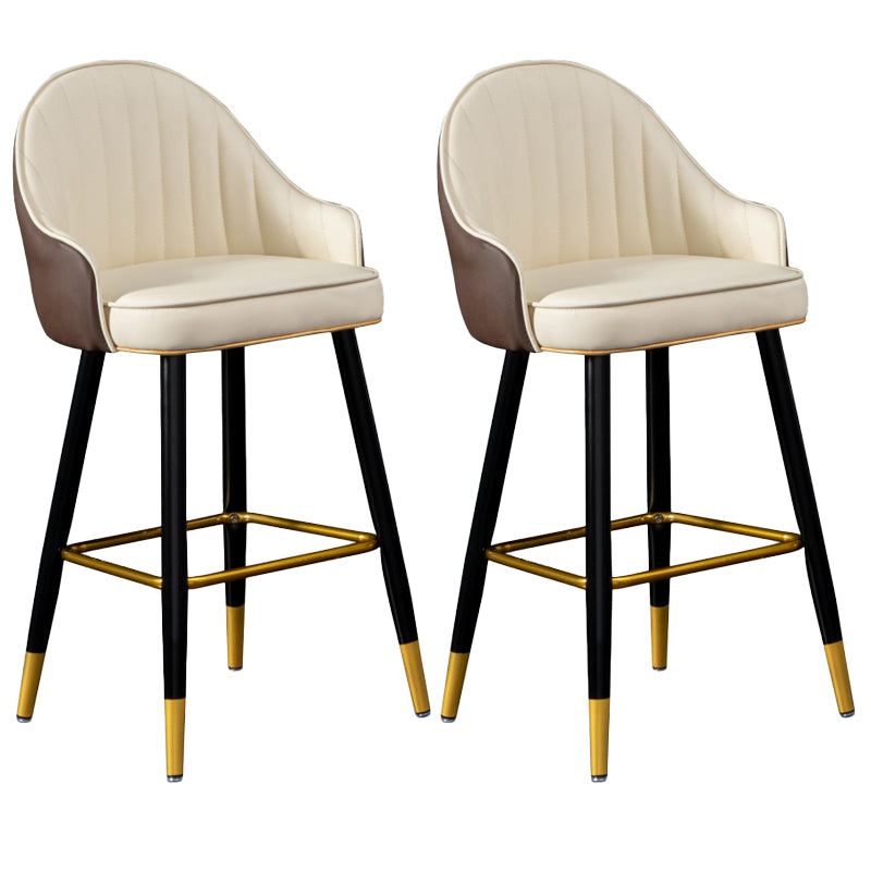 Scandinavian Armed Reception Stool Matte Finish Leather Barstool