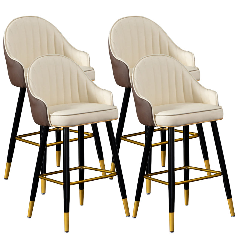 Scandinavian Armed Reception Stool Matte Finish Leather Barstool
