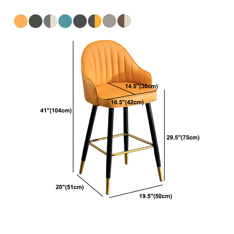 Scandinavian Armed Reception Stool Matte Finish Leather Barstool