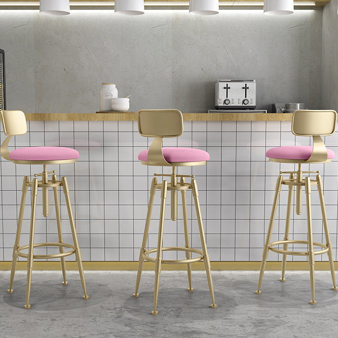 Glam Liftable Rotatable Counter Stool Iron Cafe Bar Stool with Cushion and Pedal