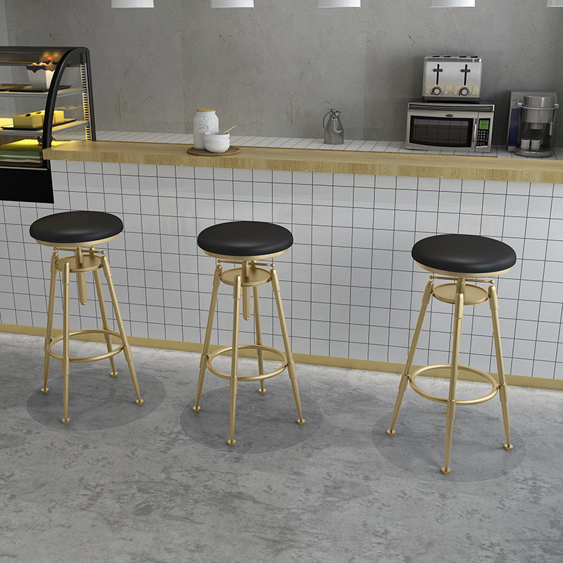 Glam Liftable Rotatable Counter Stool Iron Cafe Bar Stool with Cushion and Pedal