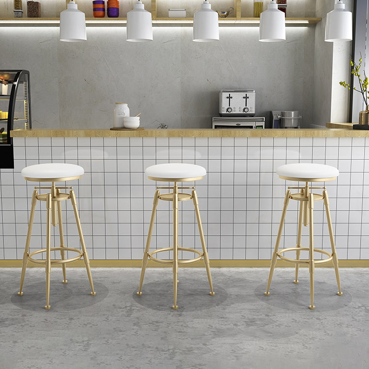 Glam Liftable Rotatable Counter Stool Iron Cafe Bar Stool with Cushion and Pedal