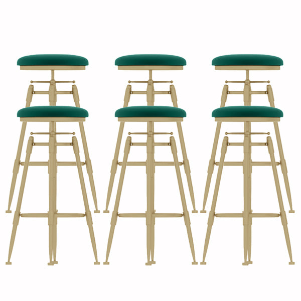 Glam Liftable Rotatable Counter Stool Iron Cafe Bar Stool with Cushion and Pedal