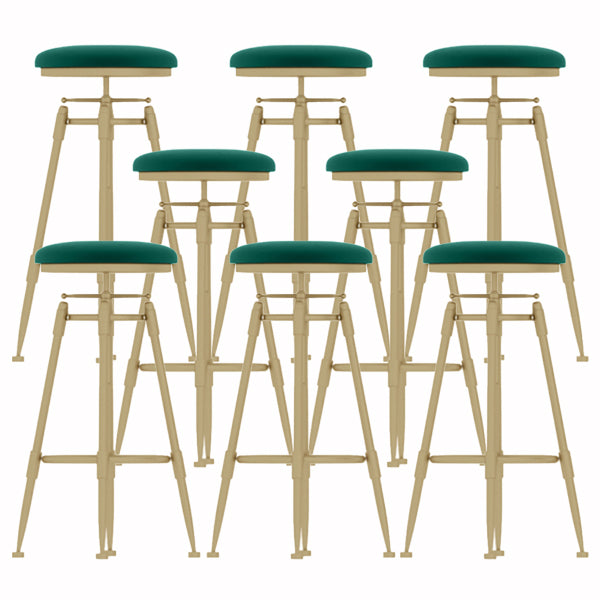 Glam Liftable Rotatable Counter Stool Iron Cafe Bar Stool with Cushion and Pedal