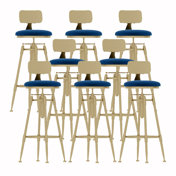 Glam Liftable Rotatable Counter Stool Iron Cafe Bar Stool with Cushion and Pedal