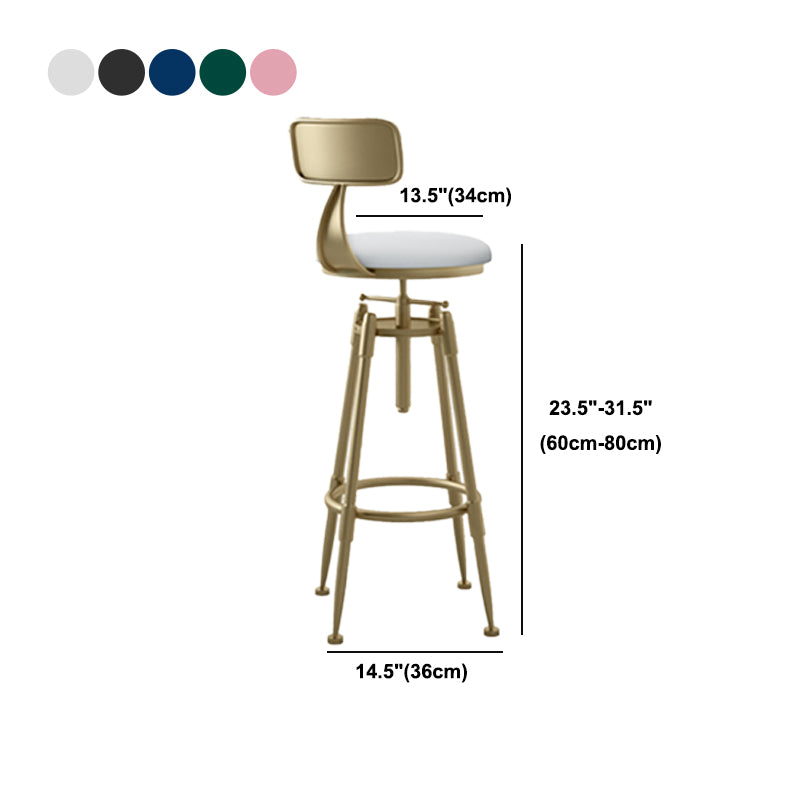 Glam Liftable Rotatable Counter Stool Iron Cafe Bar Stool with Cushion and Pedal