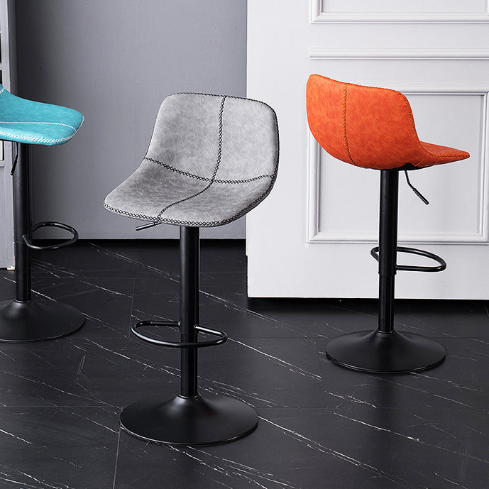 Home Modern Adjustable Height Stool Matte Finish Leather Barstool