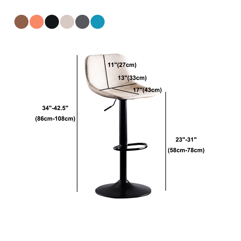 Home Modern Adjustable Height Stool Matte Finish Leather Barstool