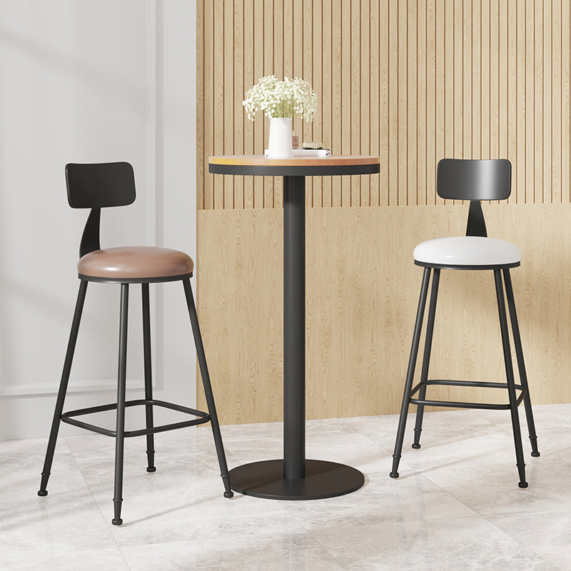 Modern Armless Backrest Counter Stool Iron Cafe Bar Stool with Leather Cushion